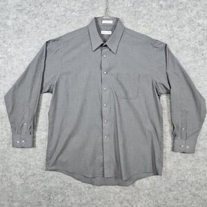 Pierre Cardin Men's Gray/White Mini Checks Size 17 34/35 Long Sleeve Dress Shirt